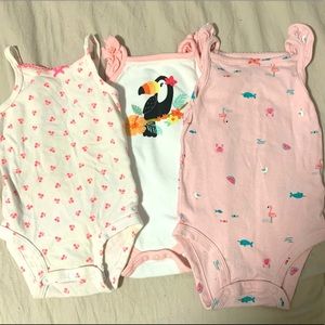 3 pink and print short sleeve summer onesies